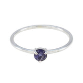 Iolite Solitaire Turkish 925 Silver Blue Gemstone Minimalist Luxurious Ring Jewelry