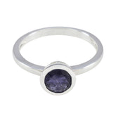 Iolite Solitaire Turkish 92.5 Silver Blue Gemstones Dainty Contemporary Ring Jewellery
