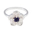 Iolite Solitaire French Sterling Silver Blue Gemstones Tiny Floral Ring Jewellery