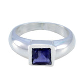 Iolite Solitaire Egyptian 925 Silver Blue Gems Slim Modern Ring Jewelry