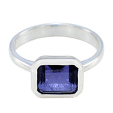 Iolite Solitaire Egyptian Sterling Silver Blue Gemstones Tiny Abstract Ring Jewellery