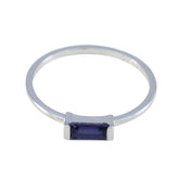 Iolite Solitaire American 925 Sterling Silver Blue Gems Elegant Feminine Ring Jewelry