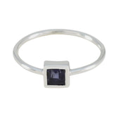 Iolite Solitaire Japanese Silver Blue Gemstones Elegant Abstract Ring Jewelry