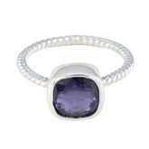Iolite Solitaire American Sterling Silver Blue Gemstone Dainty Modern Ring Jewellery