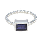 Iolite Solitaire Turkish 925 Silver Blue Gemstone Whisper thin Boho Ring Jewellery