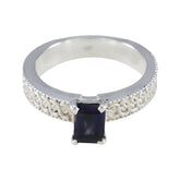 Iolite Solitaire Egyptian Silver Blue Gemstones Eye catching Contemporary Ring Jewelry