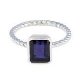 Iolite Solitaire French Sterling Silver Blue Gems Featherlight Contemporary Ring Jewelry