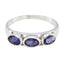 Iolite Trilogy American Sterling Silver Blue Gemstones Dainty Trendy Ring Jewellery