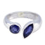 Iolite Toi et Moi Korean Sterling Silver Blue Gems Whisper thin Graceful Ring Jewelry