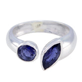 Iolite Toi et Moi Korean Sterling Silver Blue Gems Whisper thin Graceful Ring Jewelry