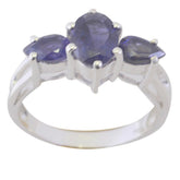 Iolite Trilogy American Sterling Silver Blue Gems Whisper thin Luxurious Ring Jewellery