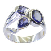 Iolite Trilogy French 925 Sterling Silver Blue Gemstone Eye catching Abstract Ring Jewellery