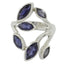 Iolite Hexa Egyptian 925 Silver Blue Gemstone Versatile Leafy Ring Jewellery