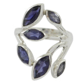 Iolite Hexa Egyptian 925 Silver Blue Gemstone Versatile Leafy Ring Jewellery