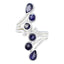 Iolite Hexa German Silver Blue Gemstones Versatile Modern Ring Jewellery