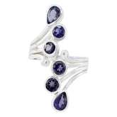 Iolite Hexa German Silver Blue Gemstones Versatile Modern Ring Jewellery