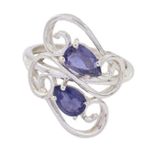 Iolite Toi et Moi French Silver Blue Gemstones Featherlight Modern Ring Jewelry