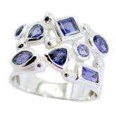 Iolite multiple German Silver Blue Gems Eye catching Contemporary Ring Jewellery