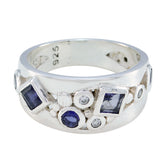 Iolite Trilogy African 925 Sterling Silver Blue Gemstone Eye catching Abstract Ring Jewelry