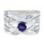 Iolite Halo French Sterling Silver Blue Gemstone Eye catching Modern Ring Jewelry