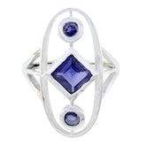 Iolite Trilogy Indian 925 Sterling Silver Blue Gems Slim Fairytale Ring Jewelry