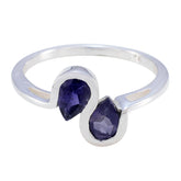 Iolite Toi et Moi Turkish 92.5 Silver Blue Gemstones Dainty Romantic Ring Jewelry