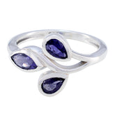 Iolite Trilogy African 925 Silver Blue Gemstone Featherlight Luxurious Ring Jewelry