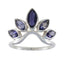 Iolite Penta Korean Sterling Silver Blue Gemstone Dainty crown Ring Jewellery