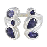 Iolite Hexa Russian 925 Sterling Silver Blue Gemstone Tiny Cultural Ring Jewellery