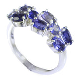 Iolite Hexa Turkish 92.5 Silver Blue Gems Dainty Contemporary Ring Jewelry