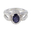 Iolite Halo Indian Sterling Silver Blue Gems Slim Cultural Ring Jewellery