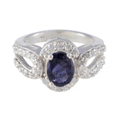 Iolite Halo Indian Sterling Silver Blue Gems Slim Cultural Ring Jewellery