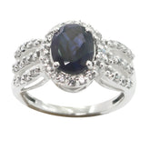 Iolite Halo Egyptian Silver Blue Gemstone Eye catching Modern Ring Jewellery