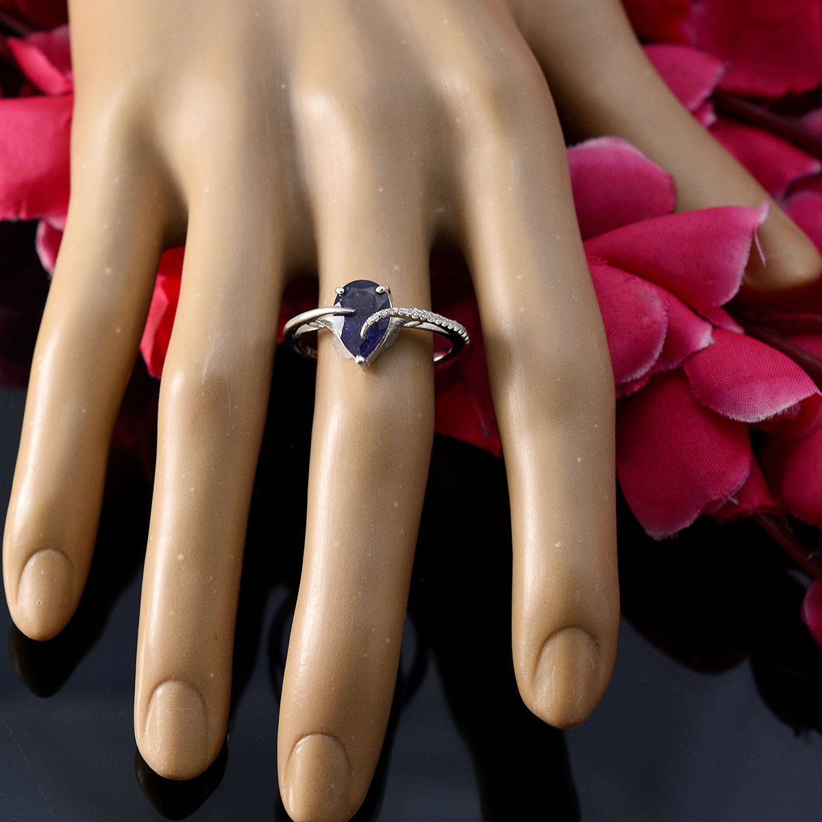 Iolite Halo Korean Silver Blue Gems Dainty Fairytale Ring Jewellery