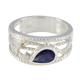 Iolite Halo Moroccan Silver Blue Gemstones Eye catching Modern Ring Jewelry