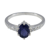 Iolite Halo Korean 925 Silver Blue Gemstones Dainty Glamorous Ring Jewellery