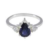 Iolite Halo Turkish 925 Sterling Silver Blue Gemstones Delicate Trendy Ring Jewellery