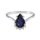 Iolite Halo Turkish 92.5 Silver Blue Gems Delicate Contemporary Ring Jewellery