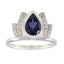 Iolite Halo Turkish Silver Blue Gemstone Whisper thin Romantic Ring Jewelry