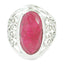 Indian Ruby Solitaire Italian Sterling Silver Red Gems Mid weight Filigree Ring Jewellery