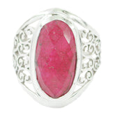 Indian Ruby Solitaire Italian Sterling Silver Red Gems Mid weight Filigree Ring Jewellery