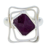 Indian Ruby Solitaire Indian 925 Silver Red Gemstones Mid weight Signet Ring Jewelry