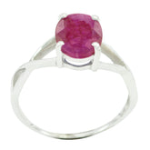 Indian Ruby Solitaire Korean 925 Silver Red Gemstones Dainty Contemporary Ring Jewellery