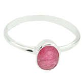 Indian Ruby Solitaire American 925 Silver Red Gemstone Delicate Sophisticated Ring Jewelry