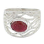 Indian Ruby Solitaire Spanish 925 Sterling Silver Red Gemstones Minimal Rope Wire Ring Jewelry