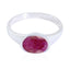 Indian Ruby Solitaire Korean Silver Red Gemstones Dainty Contemporary Ring Jewelry