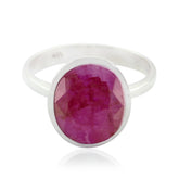 Indian Ruby Solitaire French Silver Red Gemstone Minimal Artisan Ring Jewelry