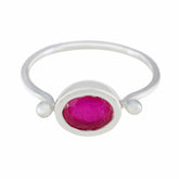 Indian Ruby Solitaire Korean 925 Silver Red Gems Dainty Modern Ring Jewellery