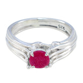 Indian Ruby Solitaire Indian 925 Sterling Silver Red Gemstones Classic Glamorous Ring Jewellery
