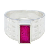 Indian Ruby Solitaire Egyptian 92.5 Silver Red Gemstones Mid weight Signet Ring Jewellery